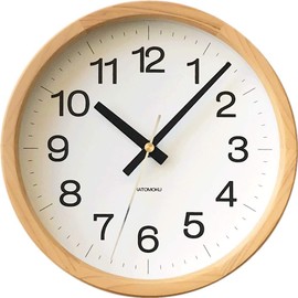 KATOMOKU Muku Clock 16 Hinoki, Radio Watch, Continuous Second Hand, Km-108HI, Diameter 8.7 inches (220 mm) (Radio Watch)