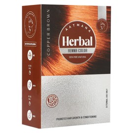 AATMANA Herbal Copper Brown Henna Hair Colour with Goodness of 9 Herbs | Copper Brown Henna Mehndi for Hair, Make Hair Soft & Shiner Natural Hair Colour for Men & Women 100 g
