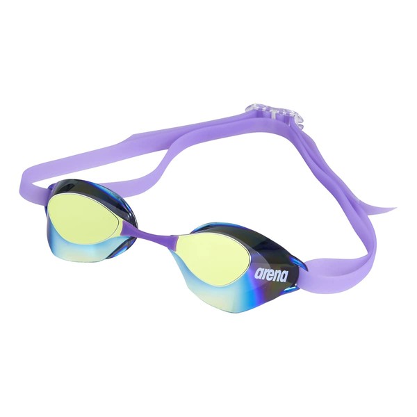 arena AGL-130M Swimming Goggles, Racing Unisex, Aqua Force Swift, Yellow x Smoke x Purple, One Size Fits Most, Mirror Lens, No Cushioning