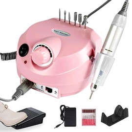 Nail Drill para Uñas Profesional,40000RPM Torno Electrico,para Uñas con 6 Tipos Cabezales de Lijado y Bandas de Lijado,Velocidad Ajustable Máquina de Lima Uñas,Manicura en casa y salón
