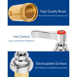 WMJNH Handle Stem Assembly Fits for T&S Brass Faucets Replace 002713-40 002714-40, Blue Cold and Red Hot Side Spindle Assembly Valve Replacement Part