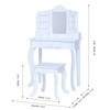 Teamson Kids White Wooden Vanity Table and Stool Set for