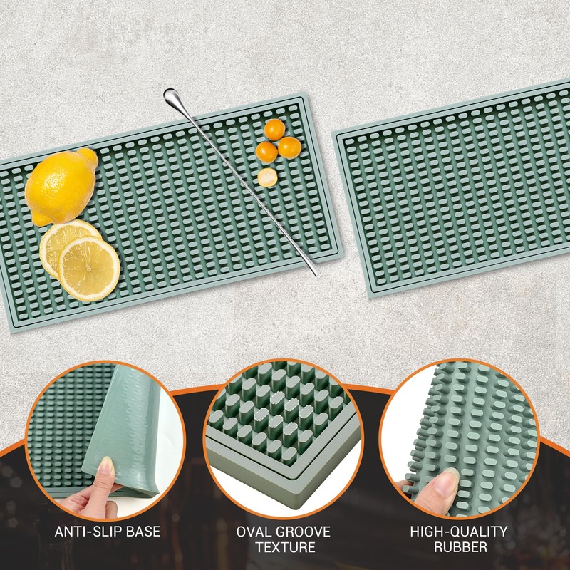 ZJWZLG 2PCS11.8 * 5.9in Green Bar Mat, Prevent Cups and