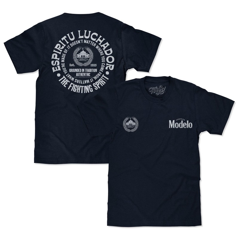 Tee Luv Men's Cerveza Modelo The Fighting Spirit Double Sided