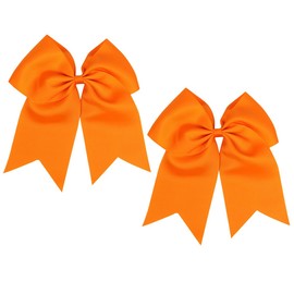 8" Large Bows Hair Ties Orange Cheer Bows Hair Rubber Bands Ponytail Holder Bowknot Ribbon Hair Ropes Cheerleading Bow Hair Accessories for Women Toddler Teen Girls Sport Thanks Giving Gift 2 Pcs