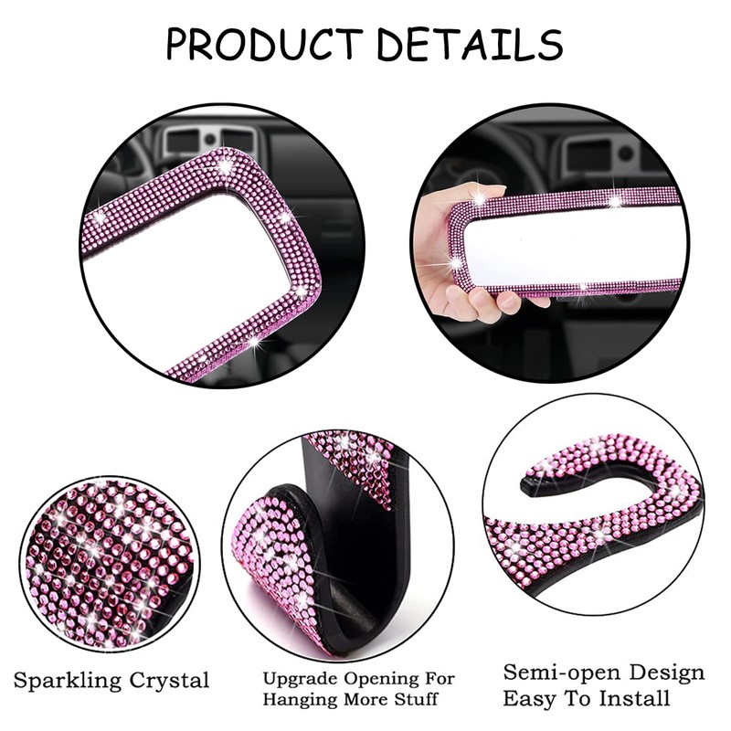 DRAMLOR Bling Rear View Mirror Accessories with 2 PCS Car
