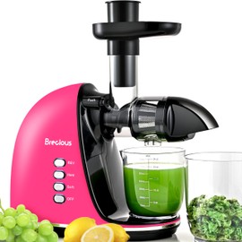 Slow Masticating Juicer,Brecious Cold Press Juicer with 2 Speed Modes & Quiet Motor,Juicer Machines Vegetable and Fruit with Reverse Function,Celery Juicer,BPA-Free,Easy to Clean (Pink)