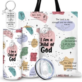 Perthlin Christian Gifts for Women Faith Religious Spiritual Inspirational Gifts Spring Easter Mothers Day Gift Christian Tumbler Bible Verse Tote Bag Keychain for Mom Sister Wife(I Am A Child of God)
