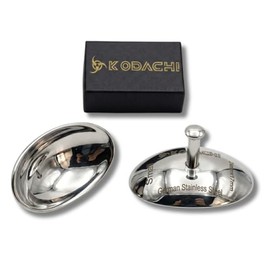 Kodachi Protector de ojos corneal - Acero inoxidable, acabado de espejo en ambos lados, pequeño 26 x 17 mm, juego de 2 unidades, color plateado