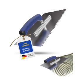 Karl Dahm® Soft Grip Toothed Trowel 4 mm - Professional Smoothing Trowel Made of Stainless Steel - Ergonomic Handle - Fatigue-Free Working - Made in Germany - 11645