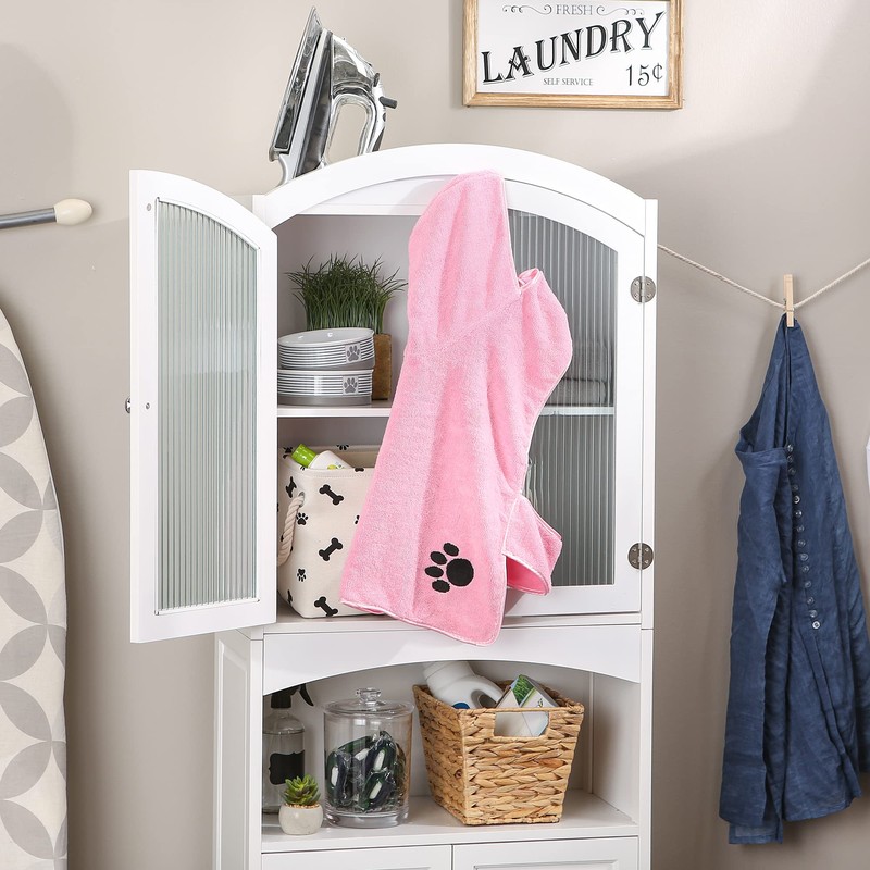 Bone Dry Pet Robe Collection, Embroidered Absorbent Microfiber Bath Robe