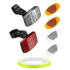 HSIXHAF Bicycle Reflectors Front and Rear, 7 Pieces Bicycle Reflector with 8 m Reflective Tape, Front Reflector, Rear Reflector for Mountain Bike, Motorcycle, MTB, Fluorescent Reflective Tape