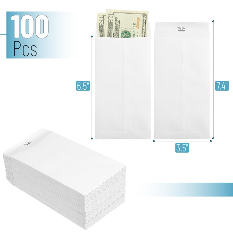 Mr. Pen- Money Envelopes for Cash, 100 Pack, 6.5" x