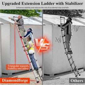 Telescoping Ladder Extension Telescopic Collapsible - 8.5 FT Rv Telescope Foldable Extendable Tall Compact Aluminum Ladders - for House Roof Travel Trailers Adjustable Retractable - 330lbs Capacity