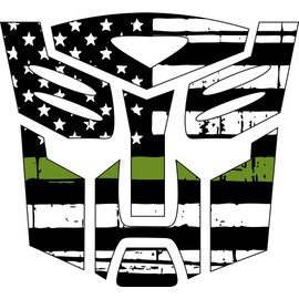 Evan Decals Transformer Autobot Green Tattered Flag Window Decal Vinyl Sticker 4"