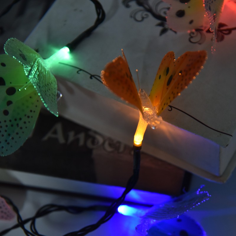 Solar Light String 12 LED IP44 Waterproof Colorful Butterflies Lamp