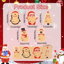 200pcs Christmas Tags for Gifts, Natural Kraft Paper Stickers Christmas Name Labels Party Favors Tag Stickers Holiday Wrapping Label for Xmas Presents Wrap