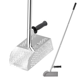 KOMCLUB Sand Scoop for Metal Detecting,Stainless Steel Sand Sifter Shovel,Sands Sifter for the Beach, Metals Detector Accessories, Metal Detecting Shovel, Sands Flea Rake for Beach for Outdoor Camping