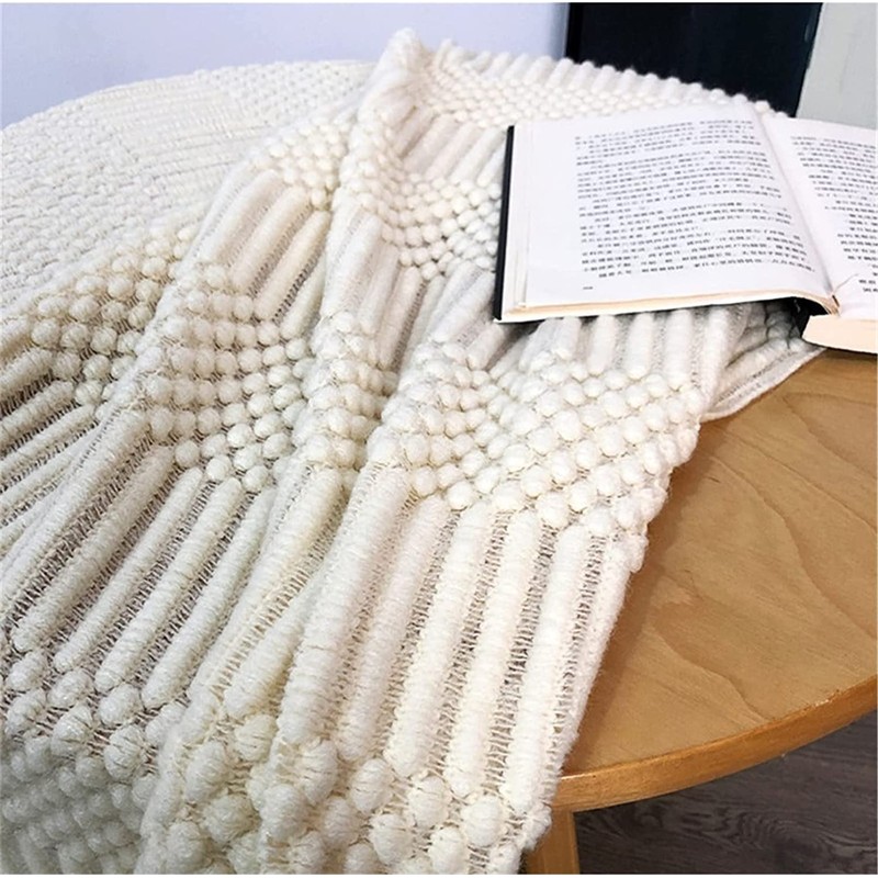 Hayisugal Bedspread Blanket Boho Blanket Soft Knitted Blanket Reversible Blanket