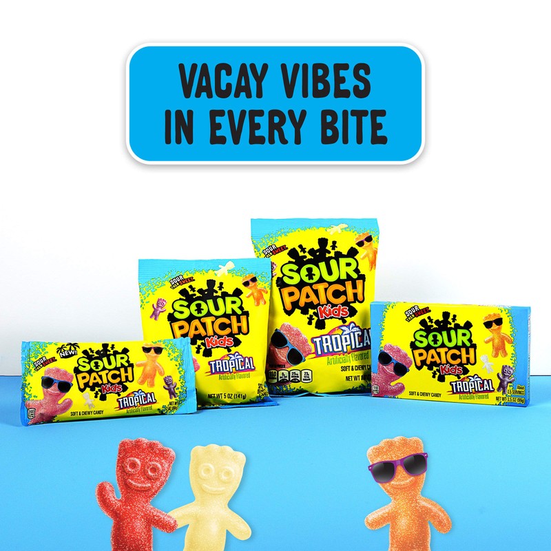 Sour Patch Kids Sweet and Sour Gummy Candy, Tropical, 3.5