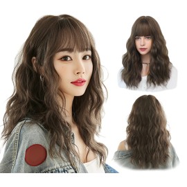 GAIBMAX - Pelucas para mujer cabello aspecto natural, peluca de mujer longitud media, pelucas sintéticas de fibra de alta calidad (NJMWavyBrown)