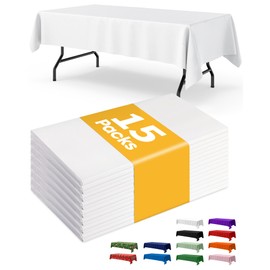 Niuara Niuara White Plastic Table Cloth Rectangle Table 15 Pack, 54'108' Tablecloth for 6ft Tables, Table Cloth for Disposable Use, Table Cover for Holiday Party, Gathering