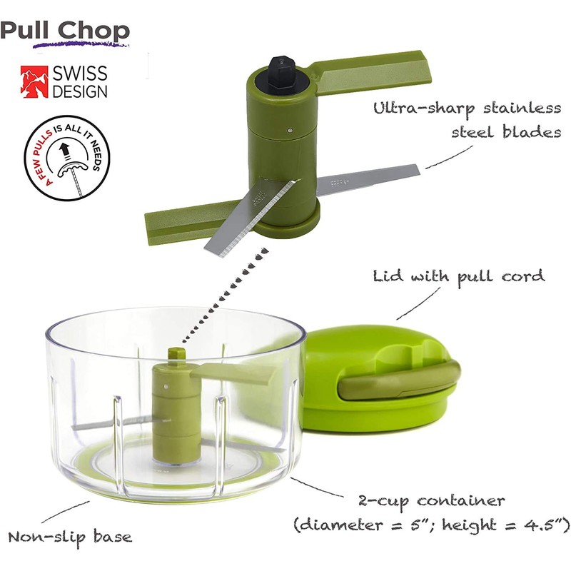 Kuhn Rikon Pull Chop 27412 Universal Chopper Large Plastic Green,