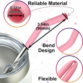 Isslly 6PCS Silicone Straw Tips, Multicolor Reusable Food Grade Straw Covers, Silicone Straw Elbows Tips for 5/16in/8mm Stainless Steel Straws, Metal Straws