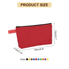 sourcing map Canvas Makeup Bags, 10 Pcs Travel Cosmetic Bags Bulk, Multipurpose Plain Toiletry Zipper Pouches Blank DIY Craft Bags Pencil Bag for Women Teens, 10 Color
