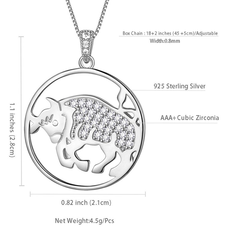 Aurora Tears Taurus Necklace 925 Sterling Sliver 12 Zodiac Pendant