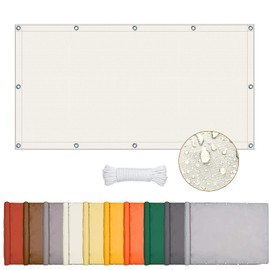 ONESHLEE Awning Waterproof Rectangular, Sun Protection Balcony Patio, Awning Fabric, UV Protection, Heat Protection, No Drilling, Canvas with Eyelets and Rope for Pergola (Cream Colours, 1 x 2 m)