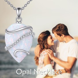 HOPEEZZ Opal Necklace for Women Sterling Silver White Opal Teardrop Necklace Pendant Opal Jewelry Gift for Women (white opal)