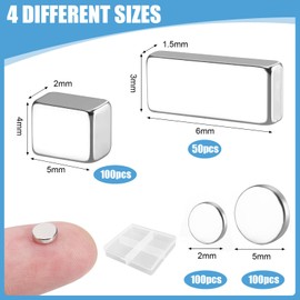 400Pcs Small Strong Magnets in 6 Different Sizes,Neodymium Disc Magnet Heavy Duty,Rare Earth Magnets Small Square & Round Magnet for Crafts, Office, Kitchen Cabinet