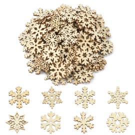UR URLIFEHALL 100 Pcs Wooden Snowflake Cutouts Hollow Christmas Hanging Wooden Ornament Cutouts for Crafts DIY Xmas Gift Home Decoration