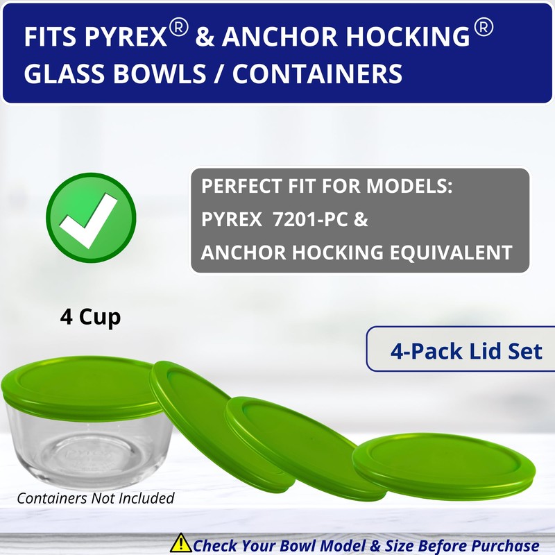 KlareWare Replacement Lids for - 4 Cup Storage Bowl Covers,