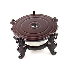 Feng Shui Chinese Wooden Fishbowl Planter Display Stand (4 Inch)