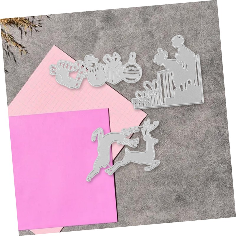 CORHAD 3Pcs Christmas Themed Cutting Dies Durable DIY Craft Stencils