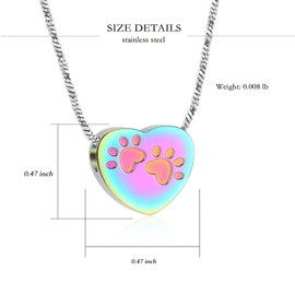 QGJNSGC Pet Cremation Jewellery for Ashes Pendant Paw Print Pet Heart Urn Necklace Memorial Keepsake Jewelry for Pet/Dog's/Cat's Ashes