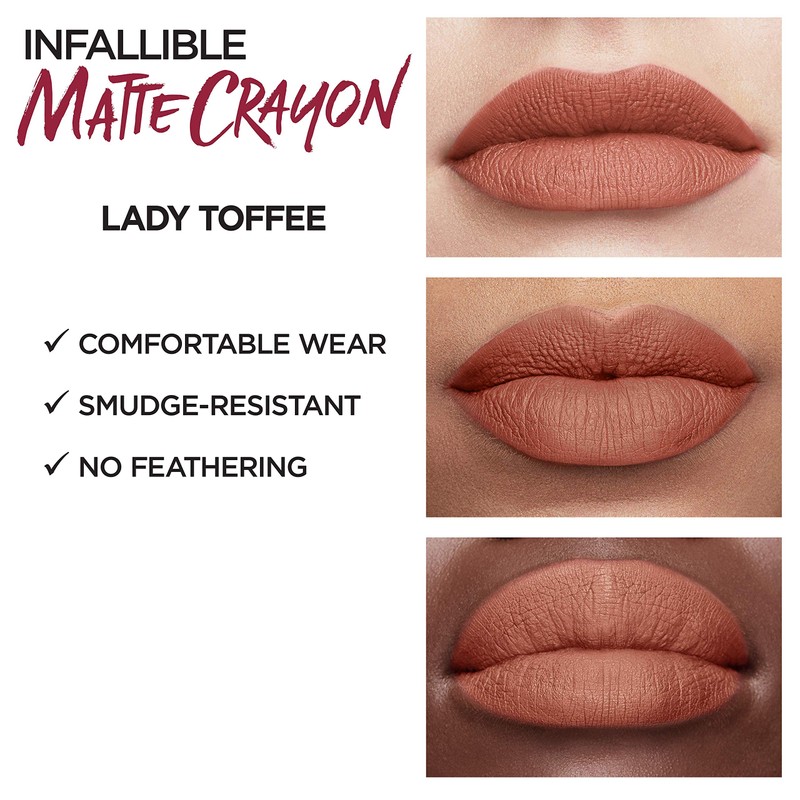 L’Oréal Paris Infallible Matte Lip Crayon, Lady Toffee (Packaging May