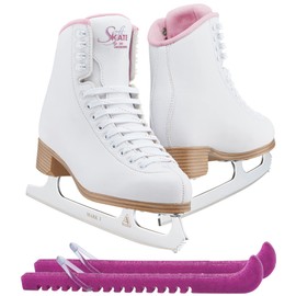 Jackson Classic JC381 Pink Lining Figure Ice Skates - Girls 2 - Bundle with Skate Guards