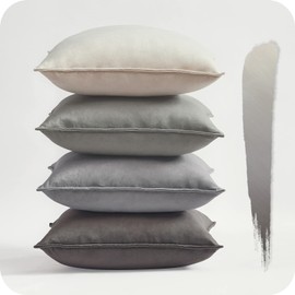 Topfinel Cushion Cover 40 x 40 cm, Grey, Set of 4, Velvet Colour Gradient Decorative Cushion Cover, Decorative Cushion Cover for Sofa, Bedroom, Living Room, Balcony, Fluffy