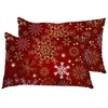 Gold Red Snowflakes Christmas Pillow Cases Stardard Size Set of