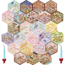 Isometric Sticker Book，25pc 3D Sticker Scene，Sticker Room，Sticker Scenes for Adults，Miniature Sticker Scene，3D House Stickers，Reusable Sticker Scenes，Relieve Stress and Pass The Time (25-Piece Set)