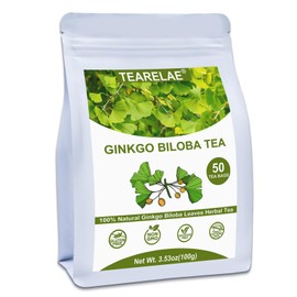 TEARELAE - Ginkgo Biloba Tea Bags, 50 Count - 100% Pure Ginkgo Biloba Leaves - Non-GMO - Naturally Caffeine-free Herbal Tea - Support Vision Health & Enhance Immunity