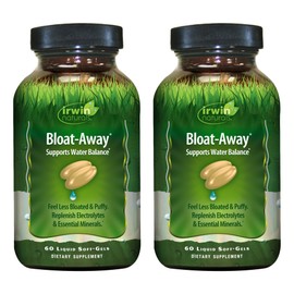 Irwin Naturals Bloat-Away - 60 Liquid Soft-Gels, Pack of 2 - Water Balance Support - Replenish Electrolytes & Essential Minerals - 40 Total Servings