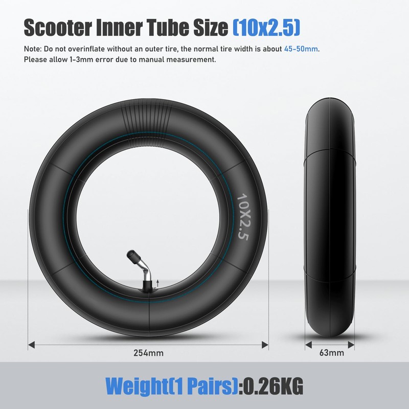 Amitor (2 Pack) 10x2.50 Thicker Inner Tubes, 10x2.50 Scooter Inner