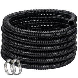 Pond Hose ID 2” × 50ft Black Corrugated Flexible Pump Tubing & 2 Clamps