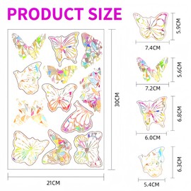 KLINNA 24 x Butterfly Suncatcher Stickers, Window Stickers with Rainbow Effect as Bird Protection for Glass Panes, Effective Film Against Bird Strike, Reusable