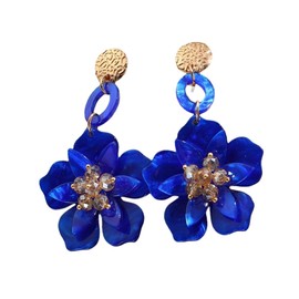 Handmade Acrylic Rose Petal Earrings Overhang Exaggerated Large Flower Earrings Drop Statement Earrings for Women-2