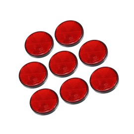 Partuto 8 Pcs Round Stick-on Safety Spoke Reflective Self Adhesive Reflector for Gate Posts Cars Trailer Motorcycle Trucks Boat Bicycle Bike Red Replacement